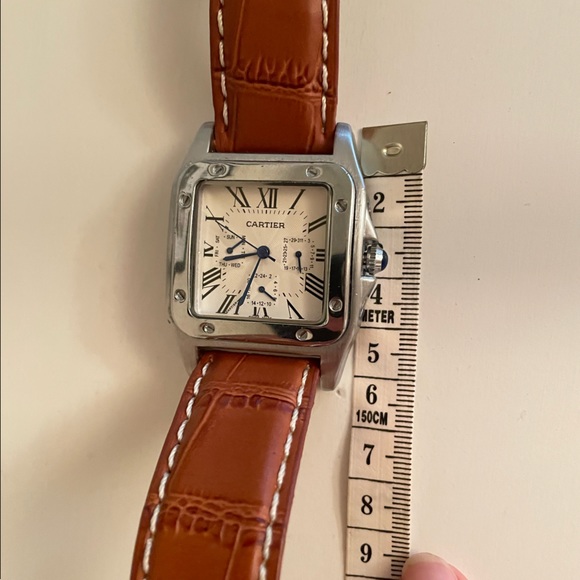 watch.  santos 100 leather strap stainless steel - Picture 8 of 16